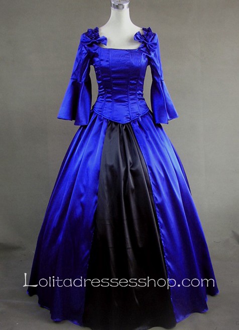 Long Sleeves Bows Decoration Satin Gothic Victorian Lolita Dress