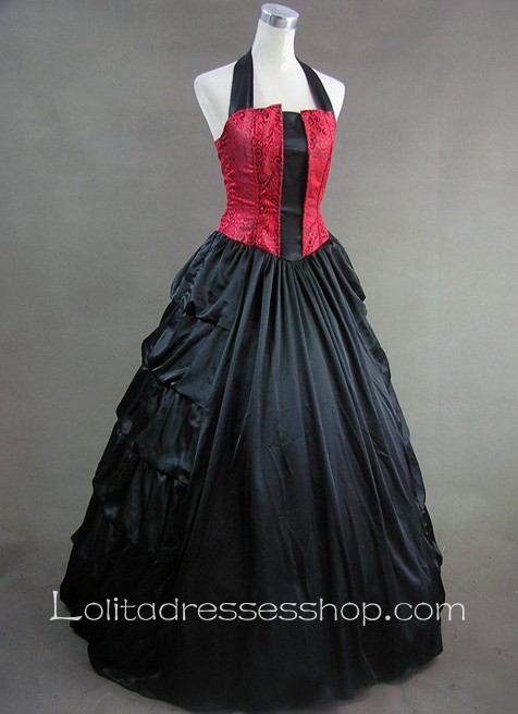 Halter Back Bandage Ruffled Skirt Aristocrat Gothic Victorian Lolita Dress