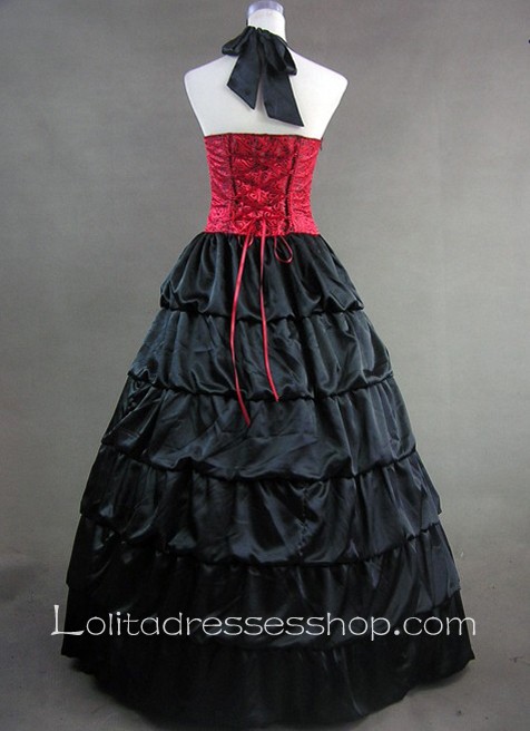 Halter Back Bandage Ruffled Skirt Aristocrat Gothic Victorian Lolita Dress