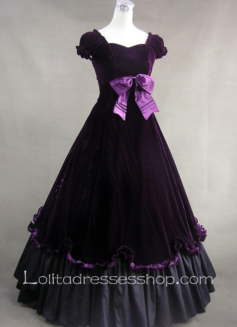 Luxuriant Deep Purple Bowknot Gothic Victorian Lolita Dress