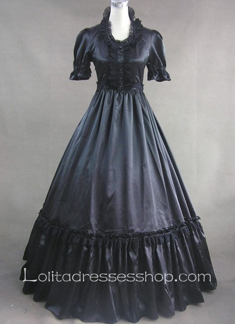 Black Lace and Buttons Decoration Gothic Victorian Lolita Dress
