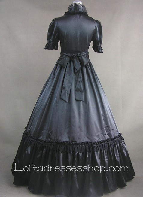 Black Lace and Buttons Decoration Gothic Victorian Lolita Dress