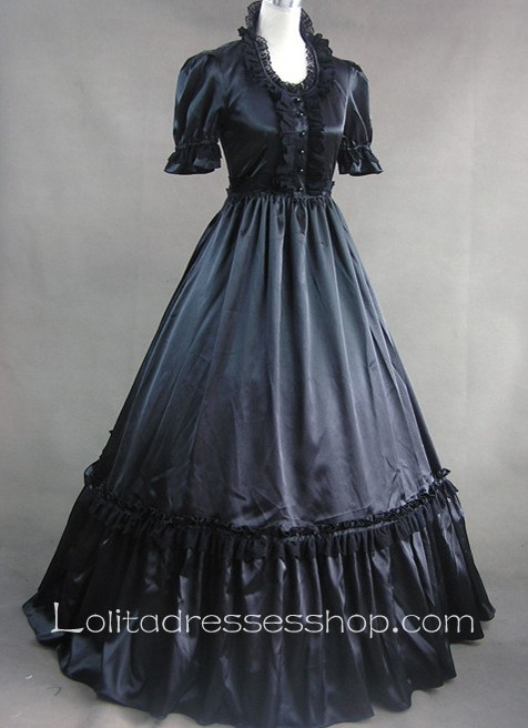 Black Lace and Buttons Decoration Gothic Victorian Lolita Dress