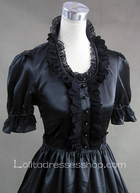 Black Lace and Buttons Decoration Gothic Victorian Lolita Dress