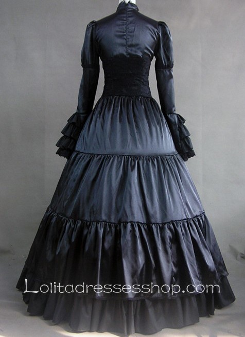 Gothic Victorian Black Long Sleeves Lolita Dress