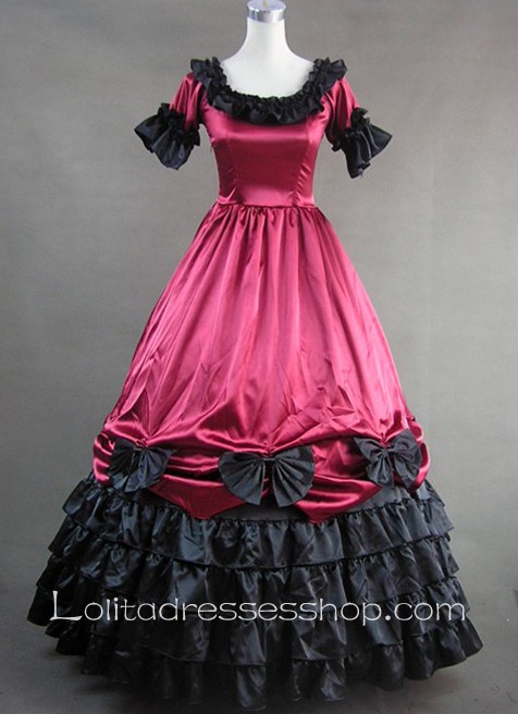 Gothic Victorian Deep Red Ruffled Skirt Lolita Dress