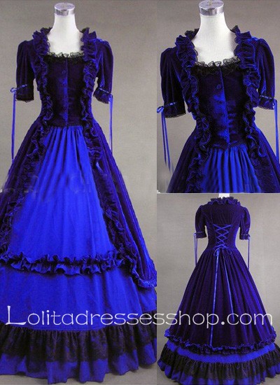 Gothic Victorian Aristocrat Blue Noble Fashion Lolita Dress