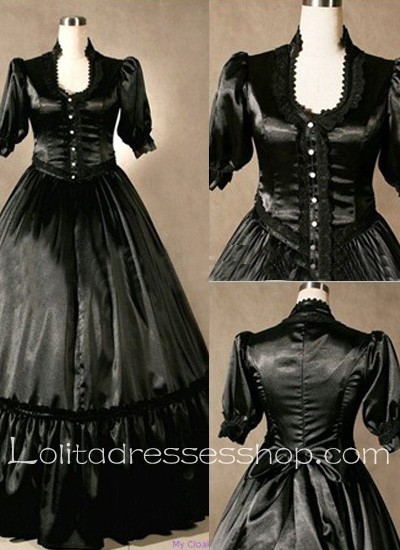 Gothic Victorian Pure Black Elegant Lolita Dress