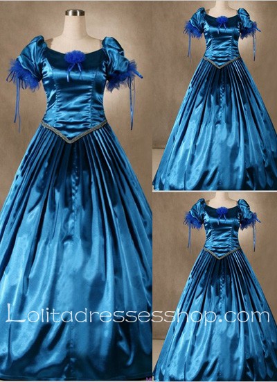 Gothic Victorian Graceful Satin Blue Lolita Dress