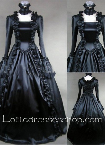 Gothic Victorian Pure Black Luxuriant Lolita Dress