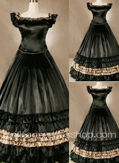 Gothic Victorian Superb Ruffled Black Long Simple but Noble Lolita Dress