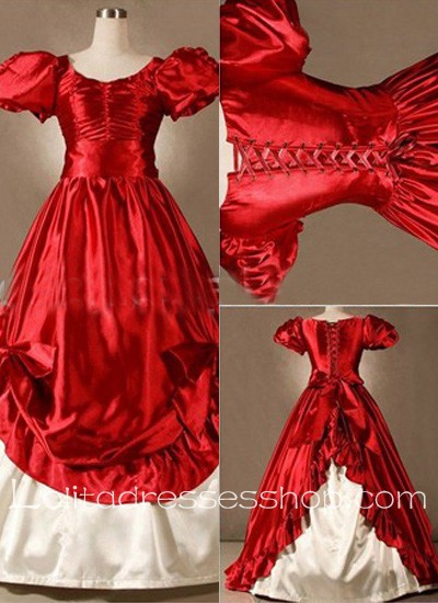 Gothic Victorian Luxuciant Vintage Red Puff Sleeves Lolita Dress