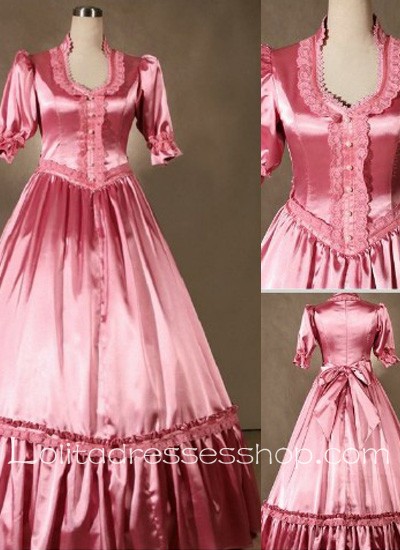 Gothic Victorian Sweet Pink Gorgeous Long Lolita Dress