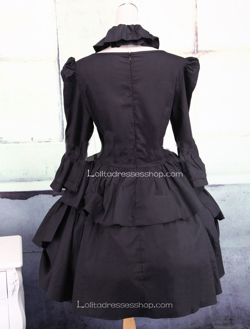 Black Cotton Square Neck Ruffles Punk Lolita Dress