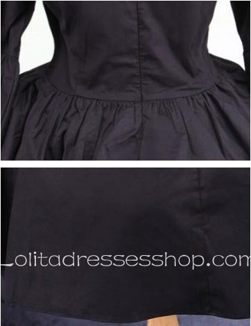 Black Cotton Square Neck Ruffles Punk Lolita Dress