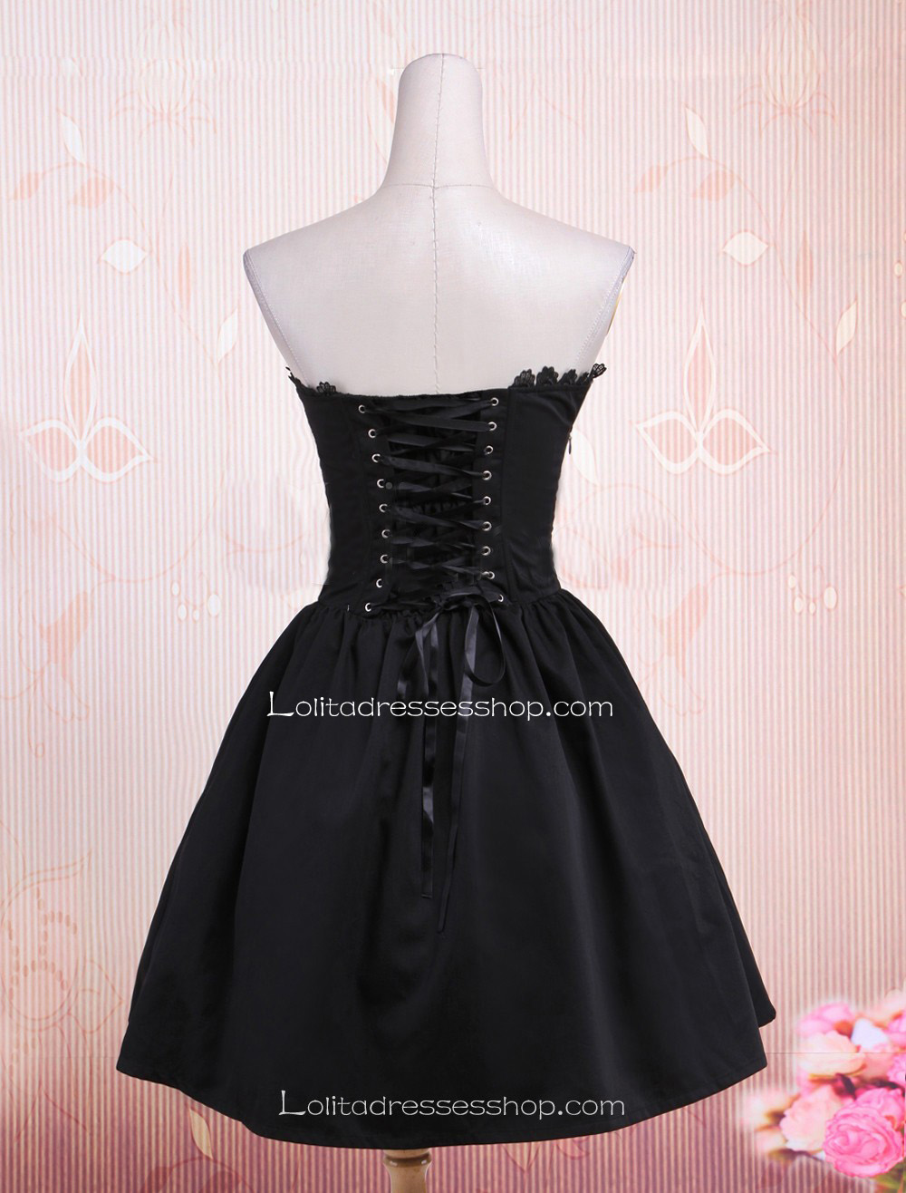 Black Tube Top Sleeveless Plain Bow Punk Lolita Dress