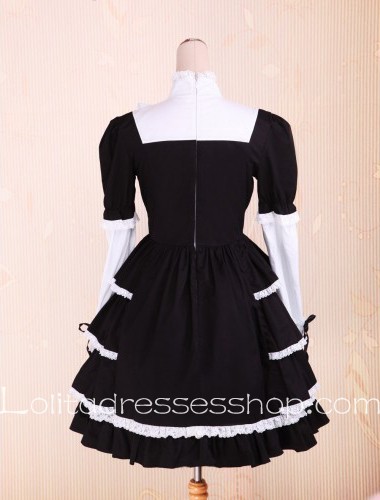 Bow Ties Lace Flounce Black and White Punk LOlita Dress