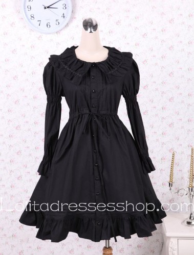 Turtleneck Long Sleeves Black Punk LOlita Dress