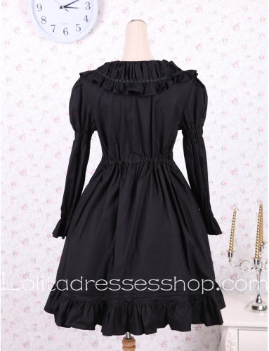 Turtleneck Long Sleeves Black Punk LOlita Dress