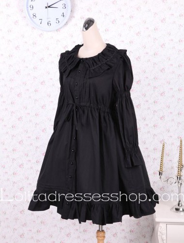 Turtleneck Long Sleeves Black Punk LOlita Dress