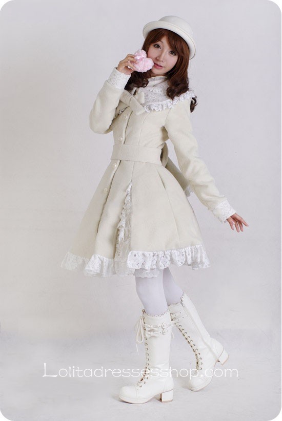 Sweet White Lace Decoration White Lolita Coat