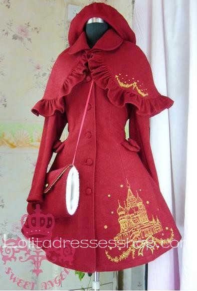 Princess Snow castle Pattern embroidery wool Lolita Coat