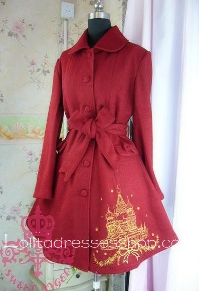 Princess Snow castle Pattern embroidery wool Lolita Coat