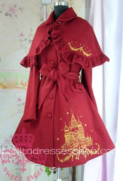 Princess Snow castle Pattern embroidery wool Lolita Coat