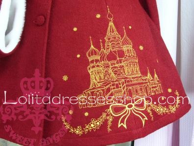 Princess Snow castle Pattern embroidery wool Lolita Coat