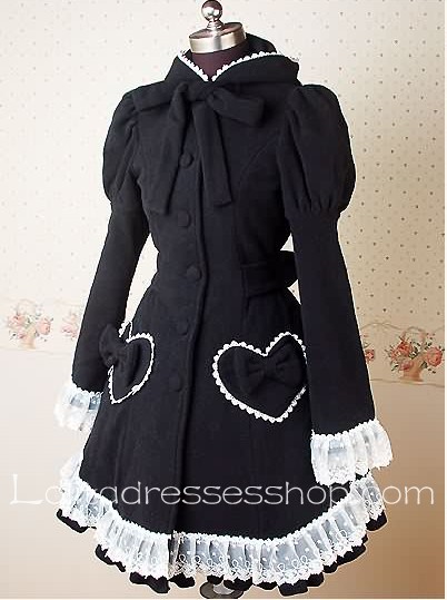 Lovely Princess Bowtie Lace Fashion Wild Black Lolita Coat