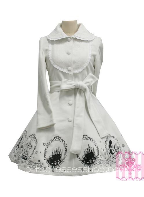 Lovely Embroidery Lace Decoration White Princess Lolita Coat