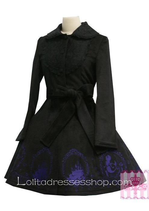 Lovely Embroidery Lace Decoration Black Princess Lolita Coat