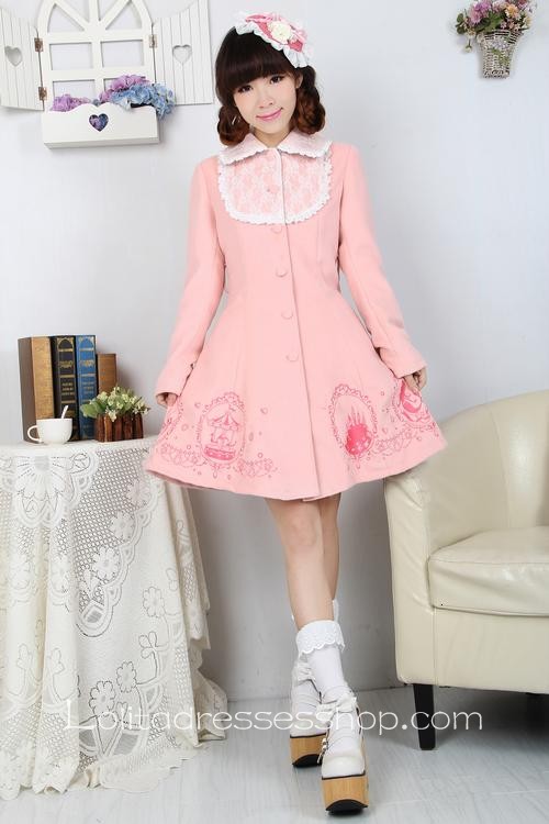Lovely Embroidery Lace Decoration Pink Princess Lolita Coat