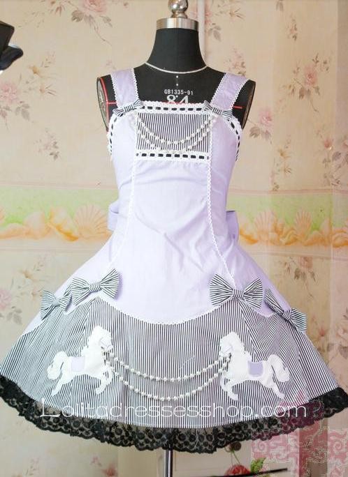 Lolita Light Purple Cotton Square Neck Straps Bow Embroidery Beads Dress