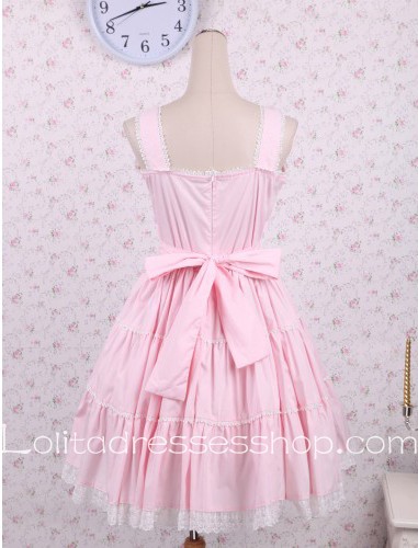 Lolita Pink Cotton Straps Sleeveless Sweet Palace Dress