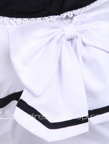 Black Collar White Lace Trim Square Neck Sailor Lolita Dress