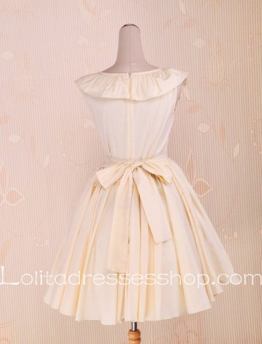 Light Yellow Feifei Sleeves Ruffles Bow Sweet Sailor Lolita Dress