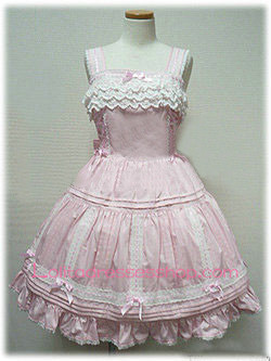 Lace Trim Pink Cotton Straps Sleeveless Sweet Lolita Dress