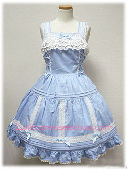 Lace Trim Light Blue Cotton Straps Sleeveless Sweet Lolita Dress
