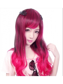 Lolita Red with Black Curled inward Maid Cute Cosplay Wig