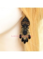 Elegant Black Lace Crown Pattern Lolita Earring