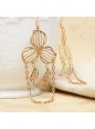 Sweet Golden Metal Leaf with Tassel Lolita Earring