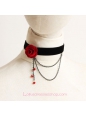 Vampire Gothic Rose Crystal Velvet Ribbon Lolita Necklace