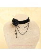 Gothic Flowers Fringed Velvet Rope Lolita Necklace