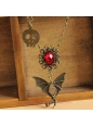 Gothic Bronze Alloy Bat with Red Diamond Lolita Necklace