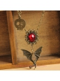 Gothic Bronze Alloy Bat with Red Diamond Lolita Necklace