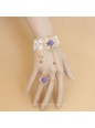 Sweet Girl Metal Butterfly with Purple Flower Ring Lolita Bracelet