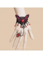 Black Lace Red Butterfly and Crystal Lolita Bracelet