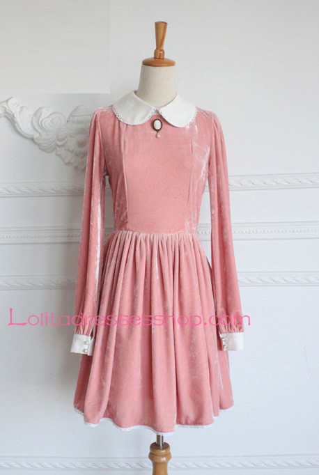 Painting Girl Vintage Velvet Round Neck Classic Lolita Dress