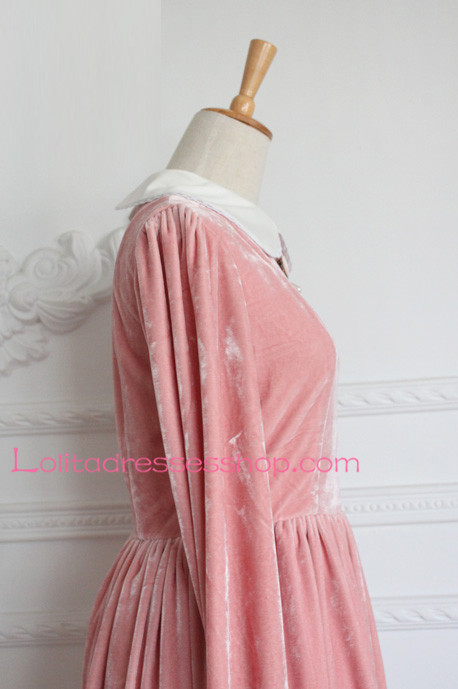 Painting Girl Vintage Velvet Round Neck Classic Lolita Dress